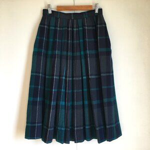 Vintage Gerry Weber Plaid Pleated Wool Skirt 27W